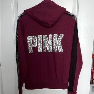 PINK Victoria's Secret Maroon Hoodie and Burgundy Joggers with Logo
